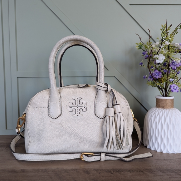 Tory Burch Handbags - Tory Burch McGraw Small Satchel, an elegant pebbled leather Crossbody bag